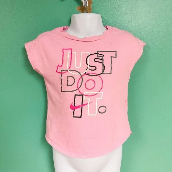Nike Light Pink “Just Do It” Graphic Tee Toddler Girls Size 4T - Picture 2 of 7